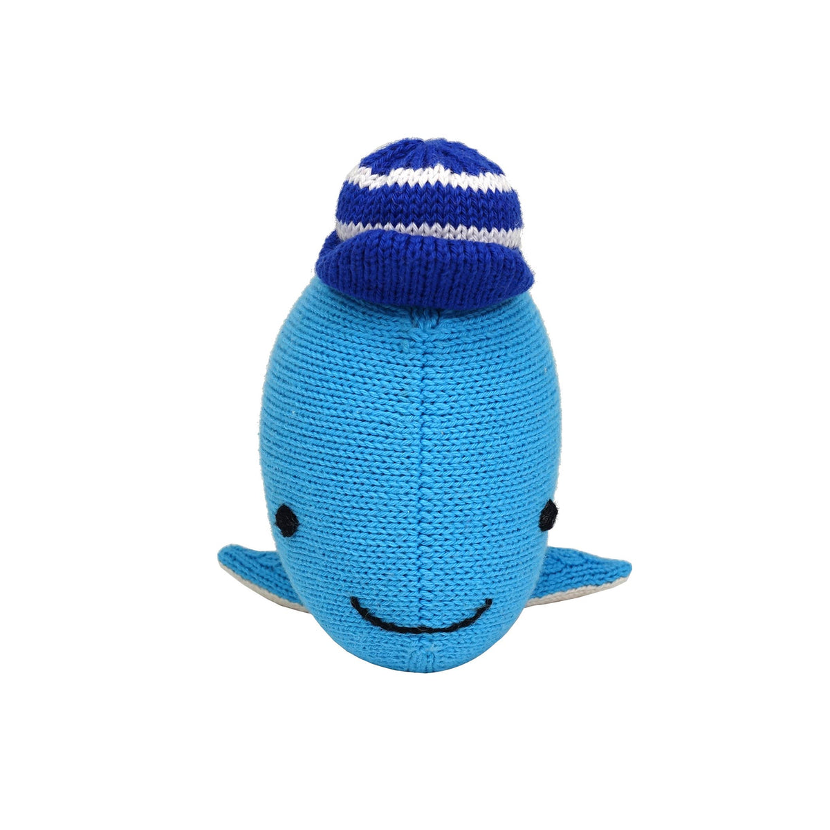 Hand-Knit Whale with Striped Cap