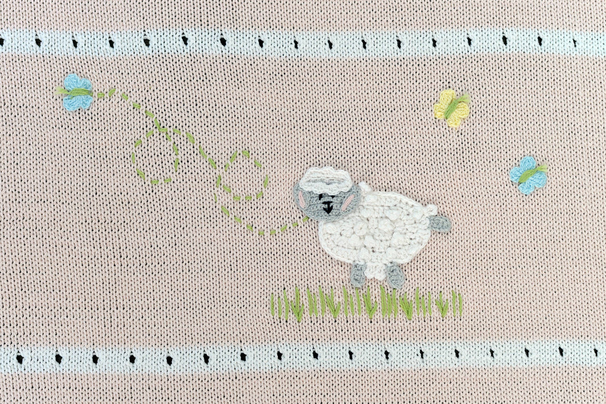 Hand-Knit Lamb Baby Blanket