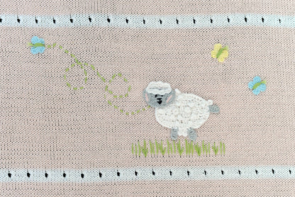Hand-Knit Lamb Baby Blanket