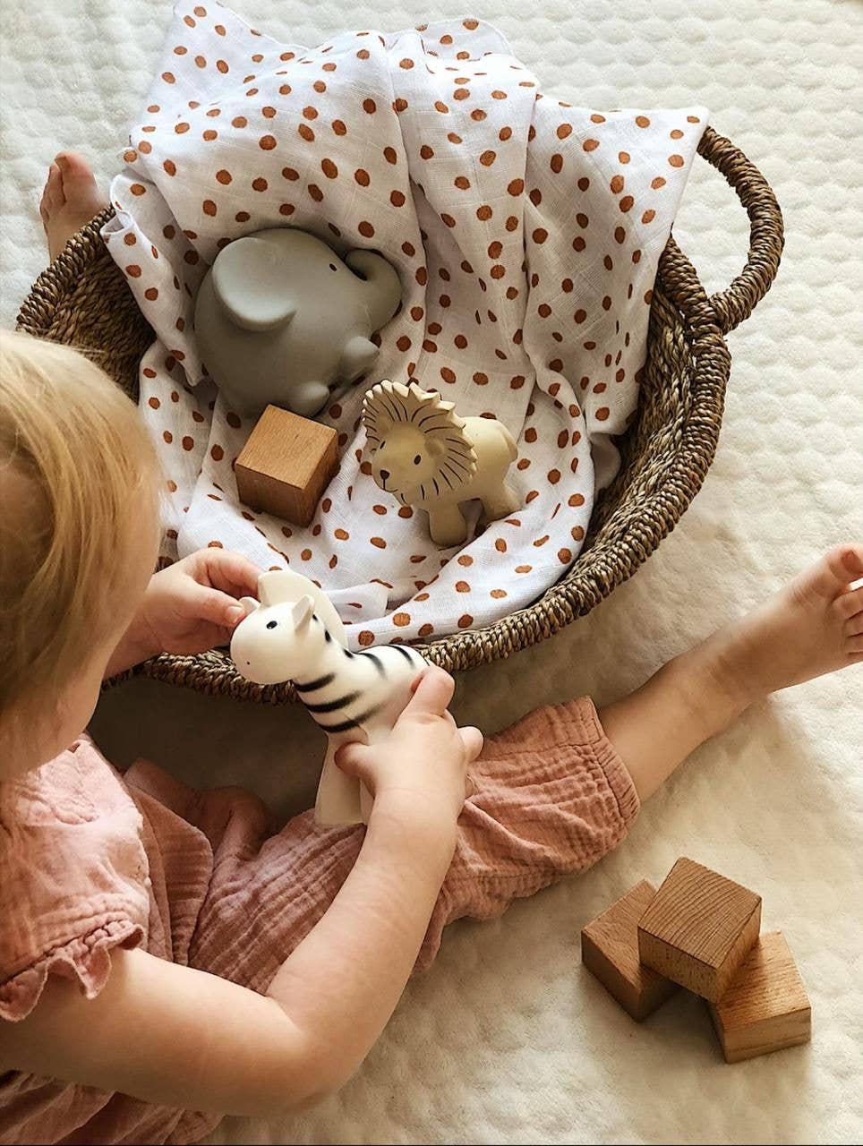 Natural Organic Rubber Teether, Rattle & Bath Toy