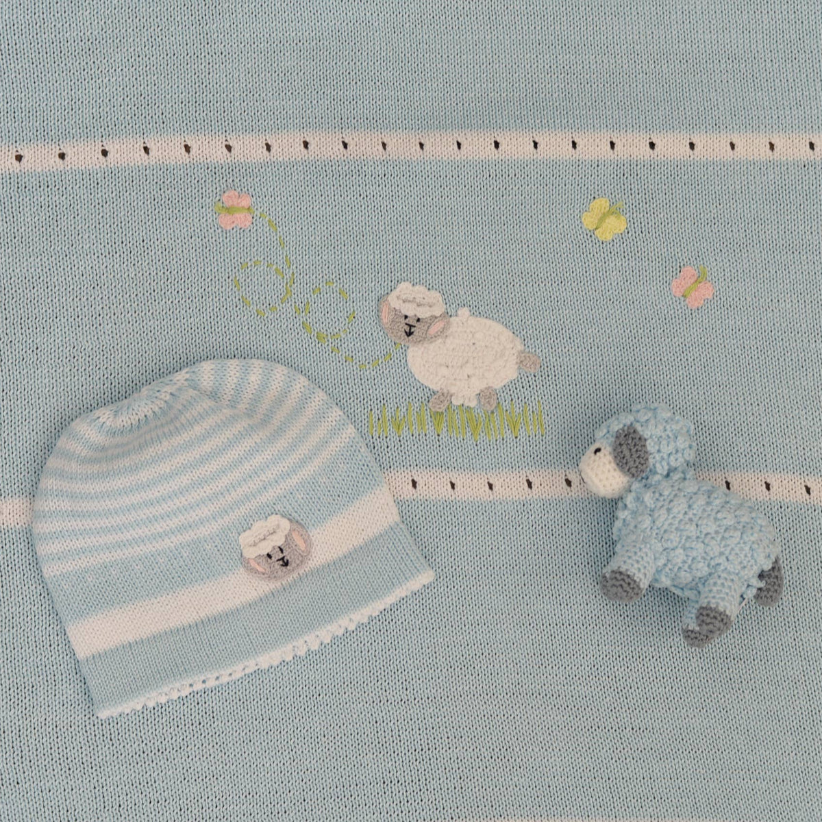 Hand-Knit Lamb Baby Blanket
