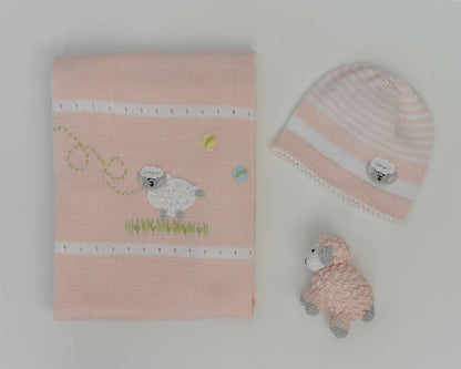 Hand-Knit Lamb Baby Blanket