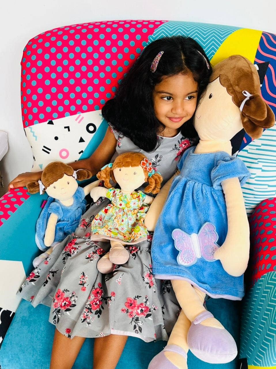 Pari X-Large Doll with Brown Hair in Blue & Purple Dress