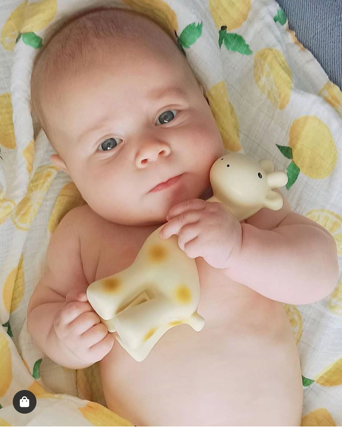 Natural Organic Rubber Teether, Rattle & Bath Toy