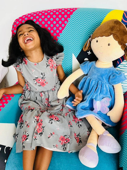 Pari X-Large Doll with Brown Hair in Blue & Purple Dress