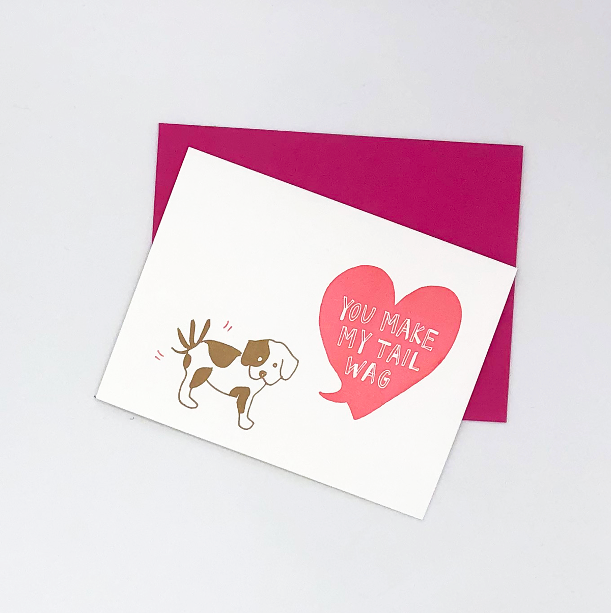 Alternative close-up view of the You Make My Tail Wag greeting card artwork.