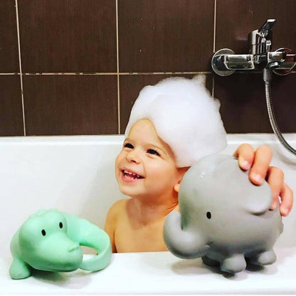 Natural Organic Rubber Teether, Rattle & Bath Toy