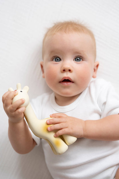 Natural Organic Rubber Teether, Rattle & Bath Toy